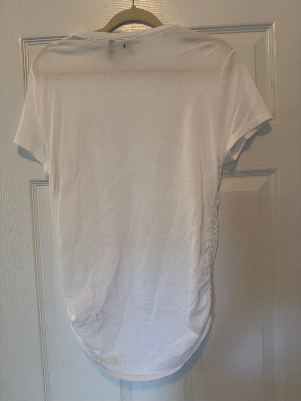Theory White Ruched-Side Crew Tee - Picture 2 of 2